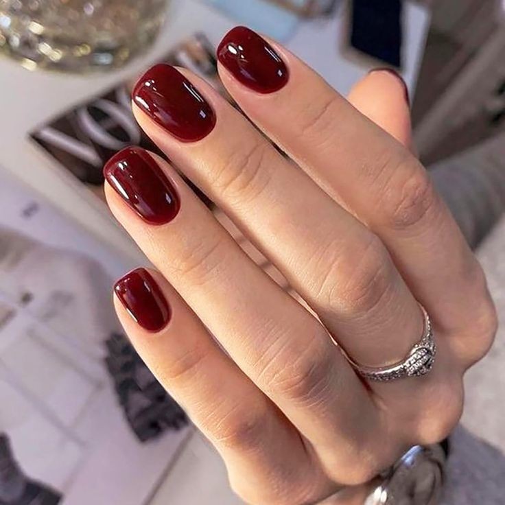 Maroon Square Nails
