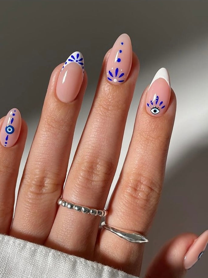 اظافر سكوير فرنش تركواز